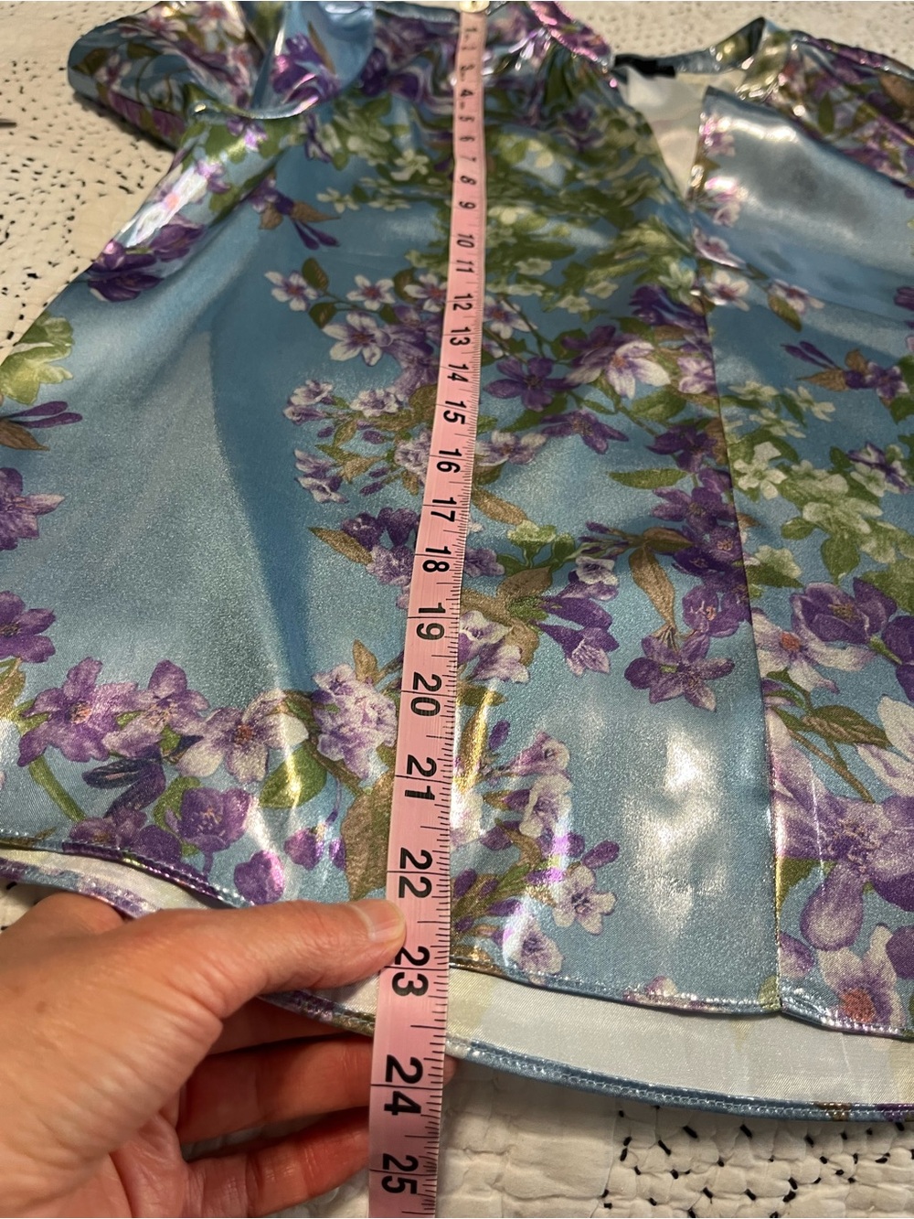 Current Air Los Angeles Metallic Top Sz XS Anthropologie Brand Floral Shine - Picture 6 of 6